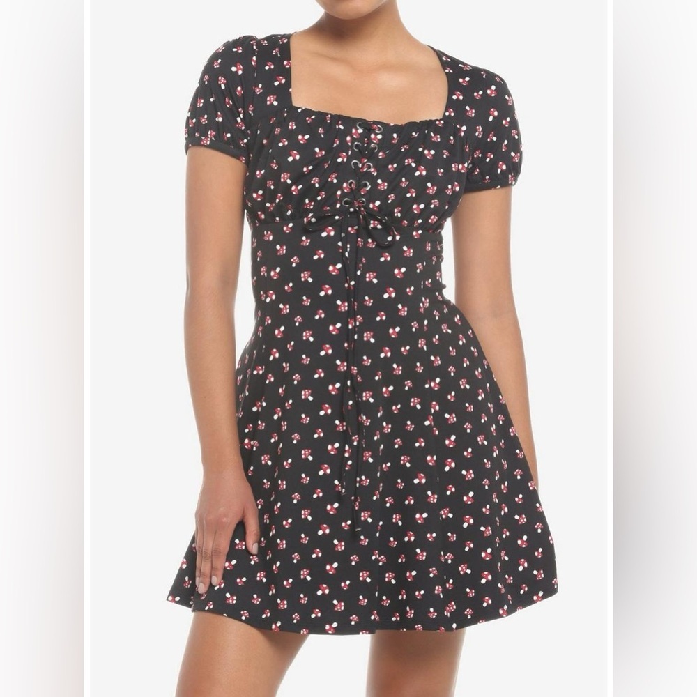 Hot topic mushroom corset lace up dress nwot